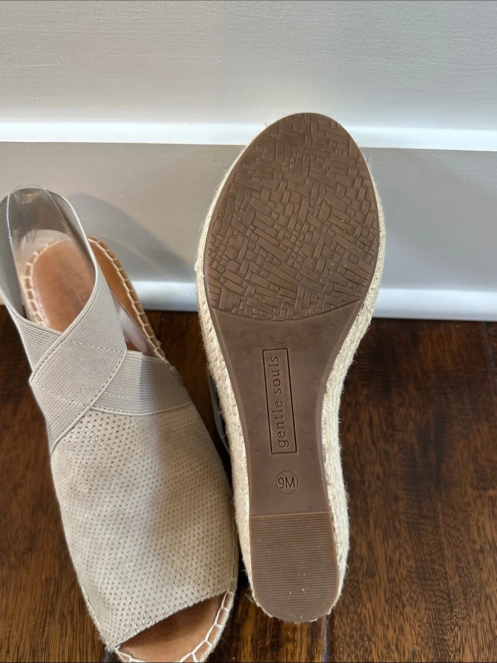 Gentle Souls Beige Elastic Slingback Espadrille Flats